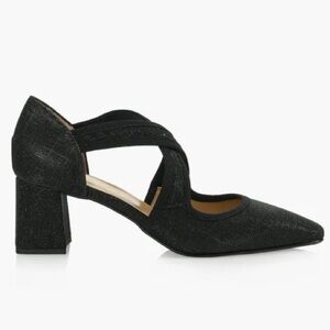 Browns Couture Delphina Black Sparkle Block Heel Shoe
